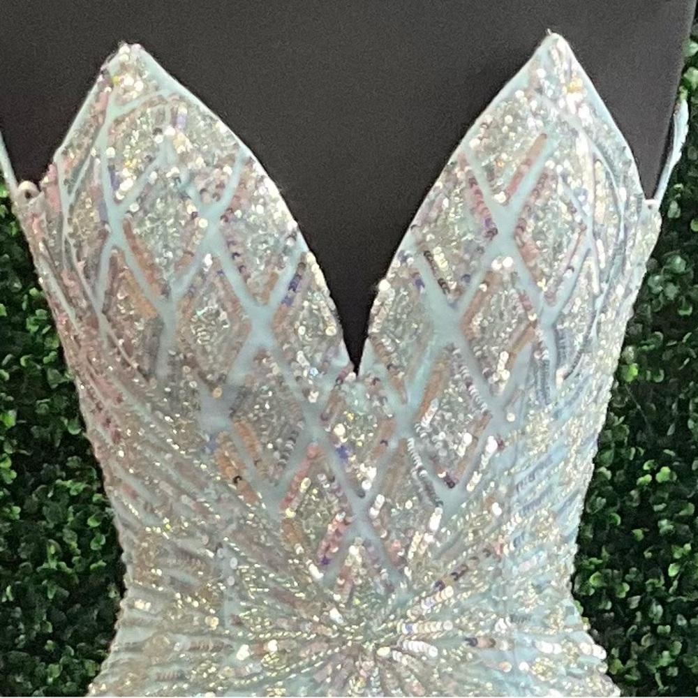 Primavera Couture Light Blue Sequin Prom Dress - Picture 4 of 4